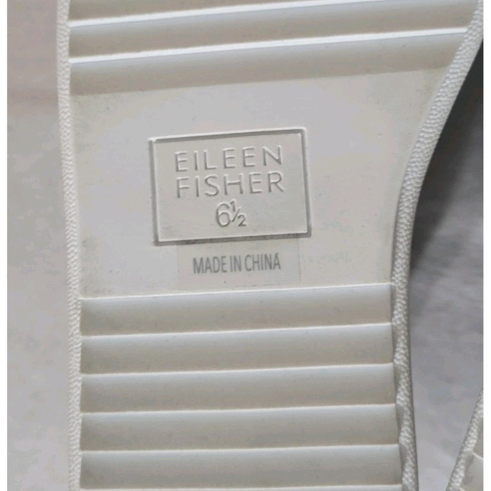 Eileen Fisher White Leather Lace Up Platform Sneakers Cushioned Womens Sz 6.5M - Picture 4 of 9